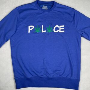 Palace Green Leaf Logo Embroidered Sweatshirt Mens‎ Large Blue Skate Streetwear